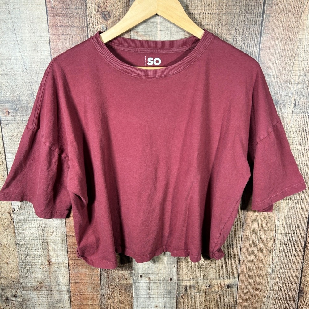 SO Red Berry Magnolia Short Sleeve Boxy T-Shirt tee Cropped Casual XL
